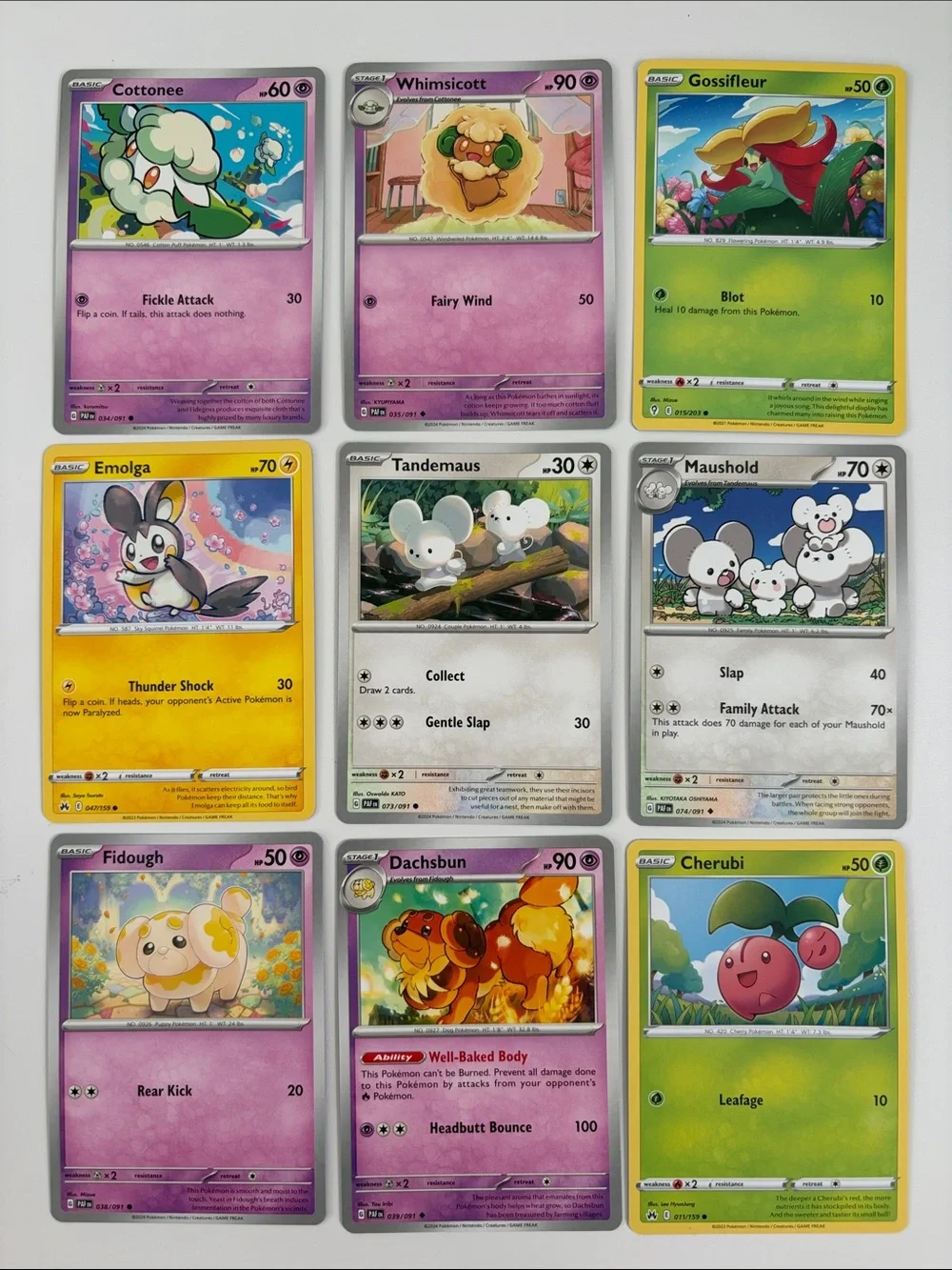 💖 Cute Pokémon Card Lot | Fidough Dachsbun Emolga Tandemaus Cherubi ✨5/$25✨